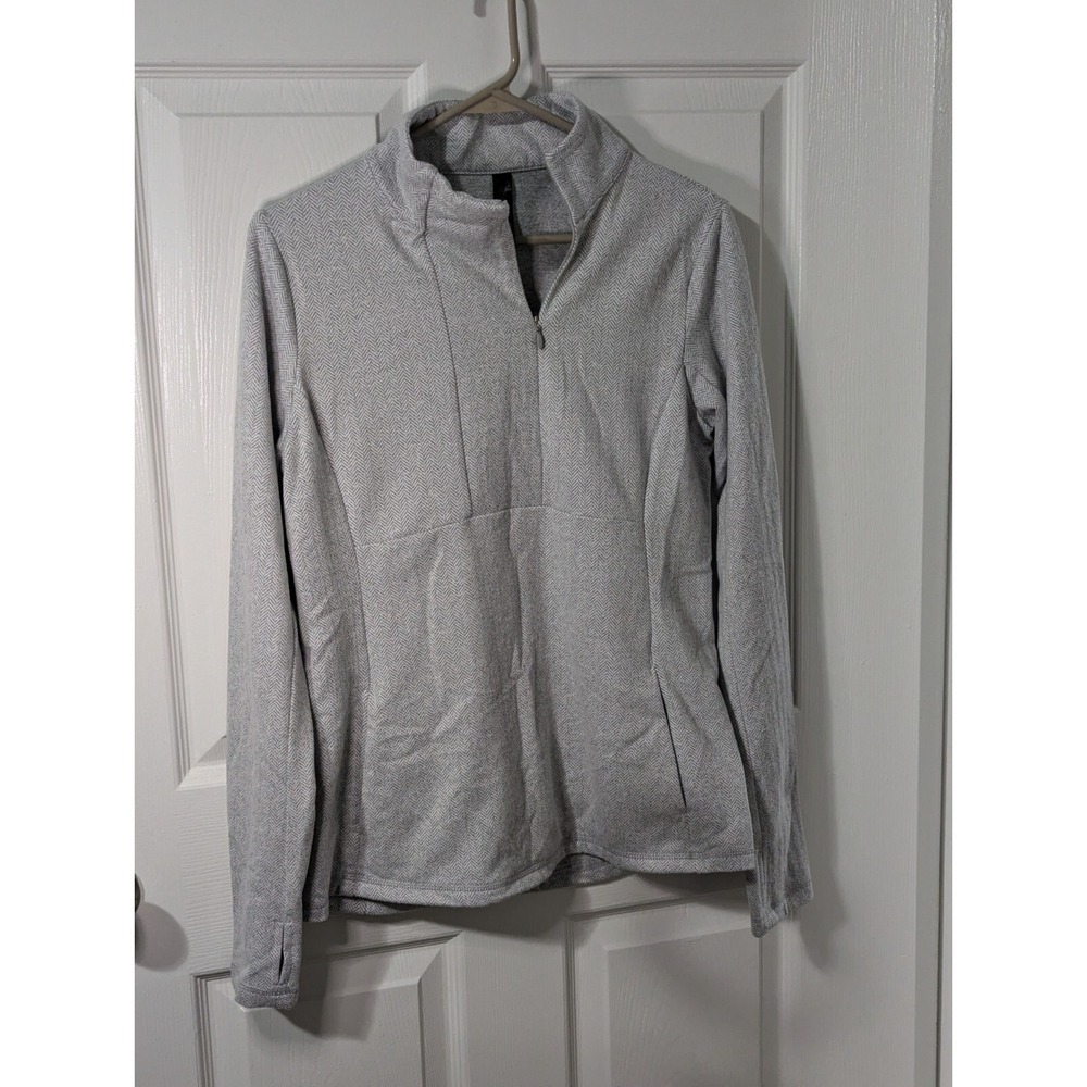 Kyodan Alpine 1/4 Zip Double Brushed Gray Herringbone Jacket Women's Medium
